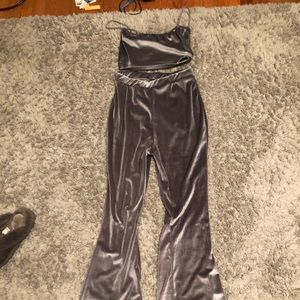Grey velvet two piece set